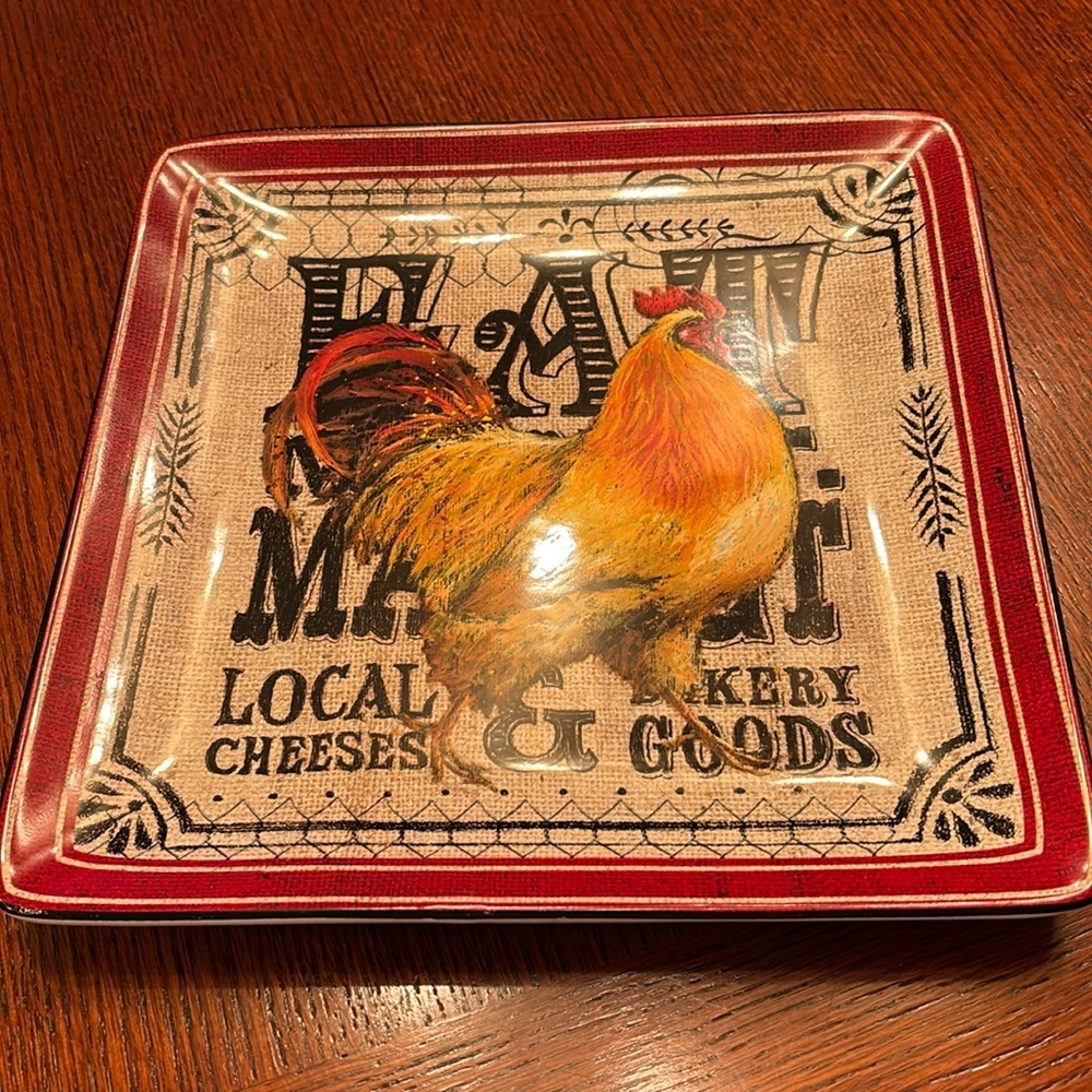 Certified International Geoffrey Allen Large Rooster Square Dinner Plate…
